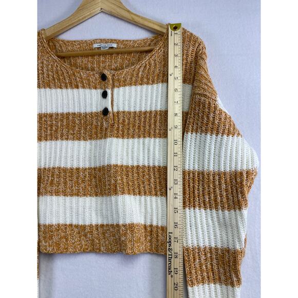 American Eagle Oversize Crop Sweater - Orange & White Striped, XS - Picture 6 of 9